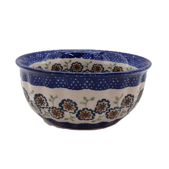 Manufaktura w Bolestawcu 8” Floral Ceramic Bowl Polish Pottery Handmade #102 - Picture 3 of 11